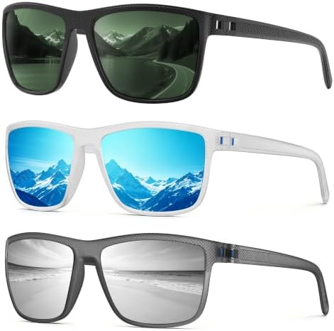 Fanshen Square Polarized Sunglasses for Men, 3 Pack Lightweight UV Protection Sun Glasses for Driving Fishing Golf by Unknown