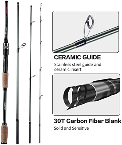 Goture 4-Piece Travel Carbon Fishing Rod M/MH Action 6.6-12ft Multi-Colors - Image 4