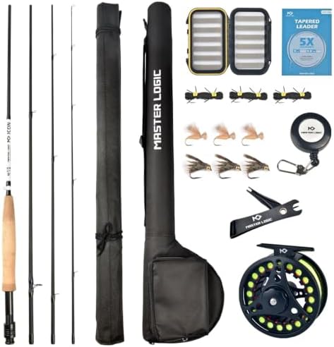 Fly Fishing Combo Starter Kit, Graphite Rod and Reel with Case by MASTERLOGIC