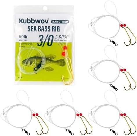 Sea Bass Rig, 6-Pack Hi-Lo Rigs for Porgy, Hooks Size 2/0, 3/0 by Xubbwov