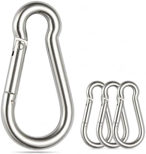 sprookber Stainless Steel Carabiner Spring Snap Hook - 304 Stainless Steel Heavy Duty Clips, Set of 4 by Sprookber