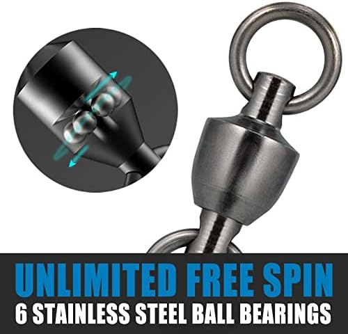 Dr.Fish 20 Pack Ball Bearing Fishing Swivels, Swivels Fishing Tackle Saltwater, Freshwater Stainless Heavy Duty Lure Leader Line Connector #1 - Image 4