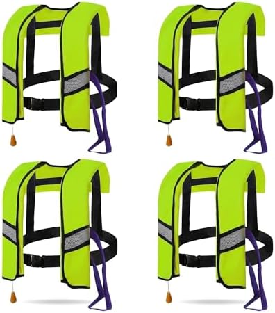 4PCS Snorkel Vest, Portable Inflatable Swim Vest Jackets for Snorkeling Swimming Diving Safety,Manual Inflatable Men's Women's Adjustable Vest for Swimming Fishing Outdoor Water Sports (330LB) by GDLHY