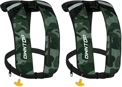 Owntop Manual Inflatable Swim Jacket, D-Ring Attachment, Storage Pocket with Zipper, 24g CO2 Cylinder Included, Low Profile for Kayak, Fishing, Paddle Sports by Owntop