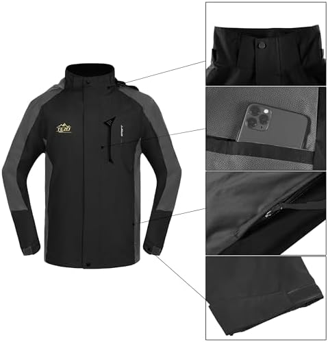 TEZO Mens Rain Jacket Waterproof with Hooded Hiking Coat Lightweight Windbreaker - Image 5