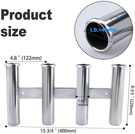 Fishing Rod Holder for Boat, Vertical Wall Mounted Fishing Rod Rack, Stainless Steel Rod Holder for Marine Boat,Fishing Boat, Truck (4 Tubes Standard) - Image 2