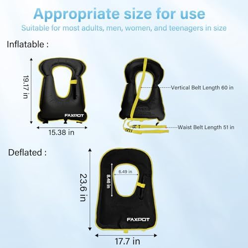 Snorkel Vest, Adults Portable Kayaking Buoyancy Inflatable Swim Vest Jackets, Diving Surfing Adjustable Snorkeling Vest Swimming Jacket for Outdoor Water Sports Fun Safety - Image 6