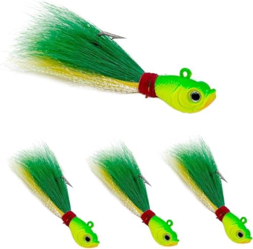Natufish Bucktail Jigs 3/5Pcs Flash Hair Tail Lifelike Action Saltwater by Natufish
