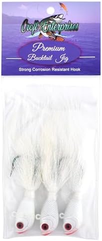 Bucktail Jigs 3 Pack – Hand-Tied Bucktail Hair Fishing Lures | Unique Gliding Head | Saltwater & Freshwater | Striper, Bass, Flounder, Walleye, Fluke | Multiple Weights Available - Image 2