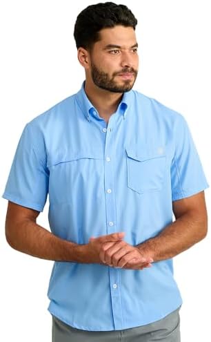HUK Men's Tide Point Kc Scott Original Artwork Short Sleeve Shirt, Fishing Button Down by HUK