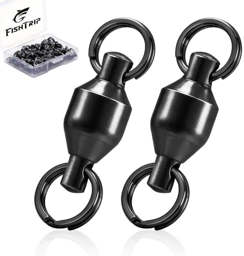 FishTrip Ball Bearing Swivels with Split Rings, Quick Snap Fishing Clips by FishTrip