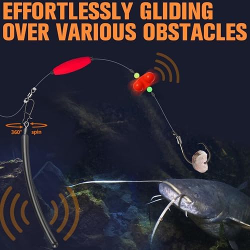 Dovesun 6PCS Catfish Rigs Kit Santee Rig with Catfish Float Rattler Dragging Weights Catfishing Tackle Circle Hook Size 5/0 8/0 Weight Size 2OZ/3OZ/4OZ - Image 6