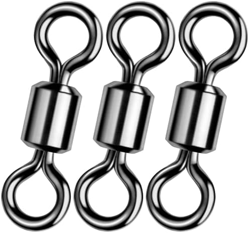 Alwonder Fishing Barrel Swivels 20 to 50-Pack Swivels Fishing Tackle Freshwater Saltwater Swivel Rolling Swivel Heavy Duty Black Nickel Stainless Steel Lures Leaders Line Connectors Terminal Tackle by Alwonder