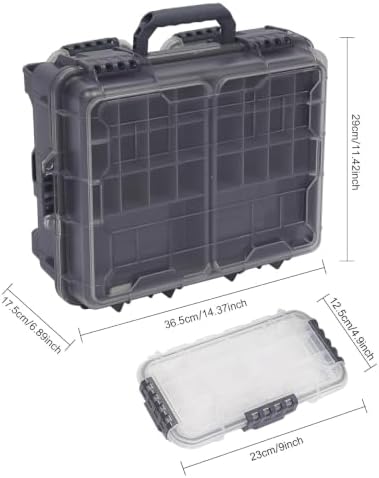 Fishing Tackle Box 3 Tiers Lure and Accessory Storage Organizer with Removable Tackle Tray Grey Tackle Trays for Anglers (Grey) - Image 2