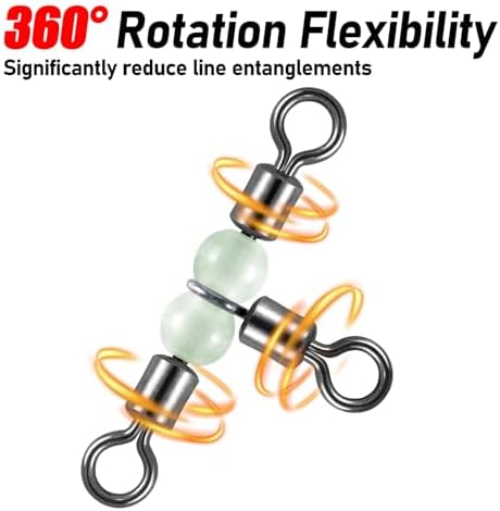 Dr.Fish 20 Pack 3-Way Fishing Swivels with Glow Beads Barrel Swivels Fishing Tackle T Shape Stainless Steel Three Way Catfish Rig - Image 5
