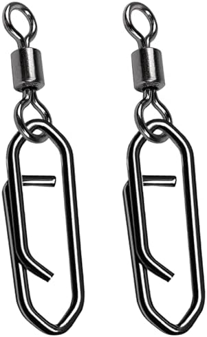 AMYSPORTS High Strength Saltwater Barrel Swivels Fishing Tackle Stainless Steel Line Connector Fishing Snaps Swivel Change Quick Fishing Clips Snap Black Nickel by AMYSPORTS