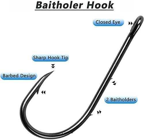 Baitholder Fishing Hooks Barbed Shank Beak Bait Holder Hooks Black Carbon Steel Offset Jig Fishing Hooks Saltwater Freshwater - Image 2