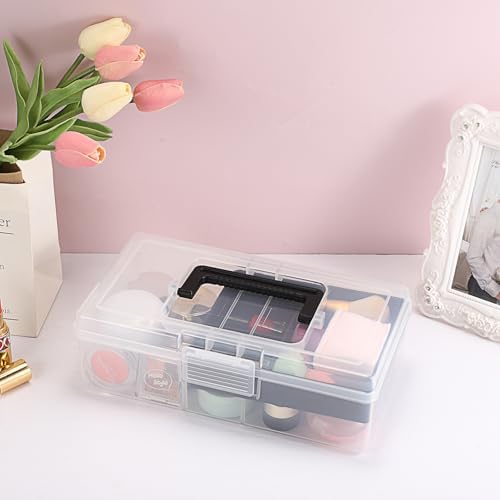 JUXYES Clear Art Craft Supply Storage Bin Sewing Box With Handle Lid - Image 7