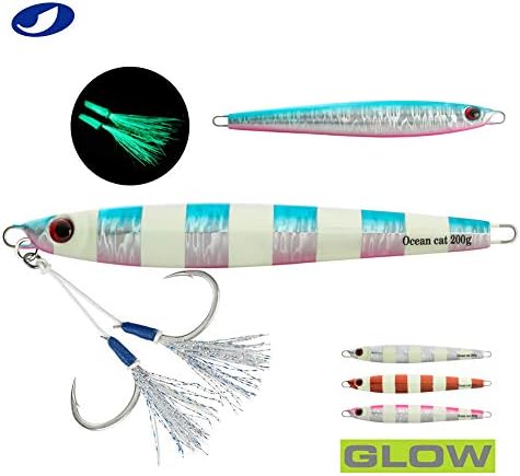 OCEAN CAT 1 PC Slow Fall Pitch Fishing Lures Sinking Lead Metal Flat Jigs Jigging Baits with Hook for Saltwater Fishing 4 Colors 160G/200G - Image 5