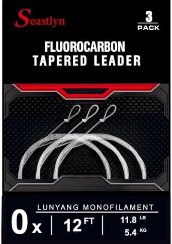 3-Pack Fluorocarbon Tapered Leader – 7.5-12FT, 0X-7X, 8-26LB by Unknown