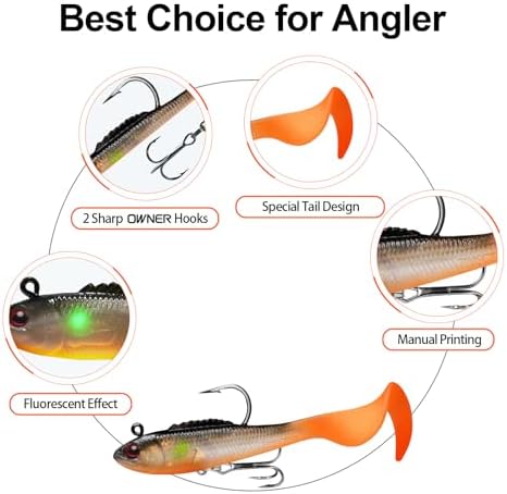 TRUSCEND Shadtale Easy Catch Soft Fishing Lures, Unique Vibration and Action for Various Rigs, Paddle Tail Swimbaits Trailer for Bass, Trout, Crappie, Walleye, Redfish, Saltwater & Freshwater Fishing - Image 2