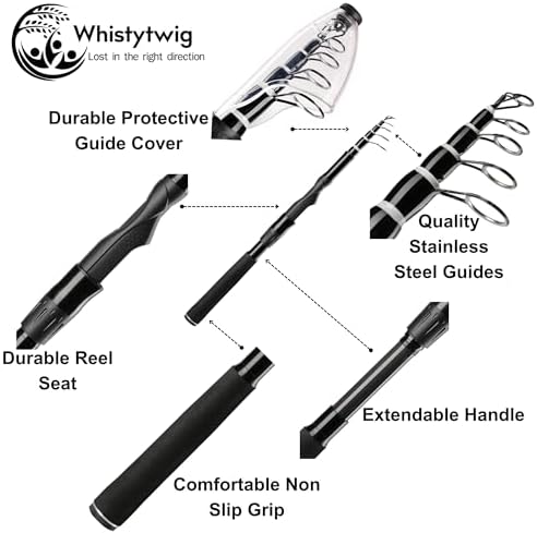 Whistytwig Carbon Fiber Telescopic Fishing Rod - Portable Collapsible Design for Travel and Adventure - Versatile Saltwater and Freshwater Fishing Pole - Image 4