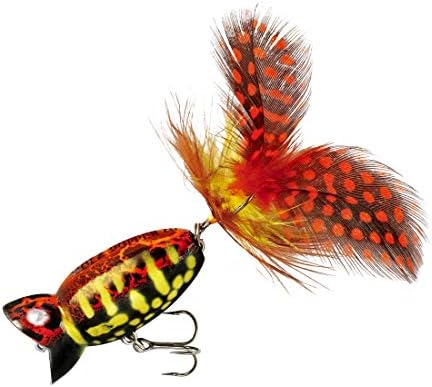 Arbogast Hula Popper 2.0 Topwater Fishing Lure with Feathered Treble Hook and Crackle Pattern Body by Arbogast