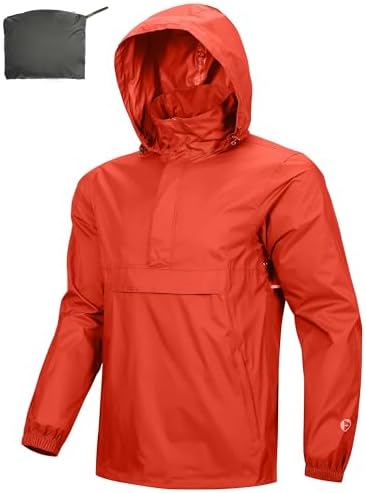 Outdoor Ventures Men's Rain Jacket Waterproof Lightweight Packable Pullover by OutdoorVentures