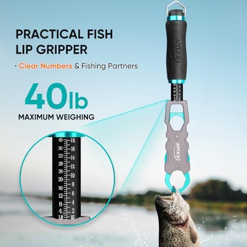 11.5" Fish Lip Gripper with Scale, Max 40lbs Scale, 360° Swivel Non-Slip Handle, Fish Grabber Control Tool for Safe, Hook Removal, Easy Catch & Release, Fishing Gifts for Men Women - Image 4