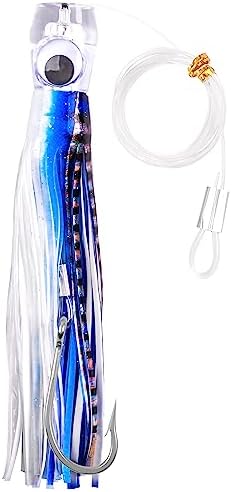 Saltwater Fishing Lures 6/9inch Trolling Lures for Marlin Mahi Tuna Dolphin Shark Big Game Deep Sea Fishing Baits Squid Skirts Rigged Hooks Ocean Gear Tackle by OROOTL