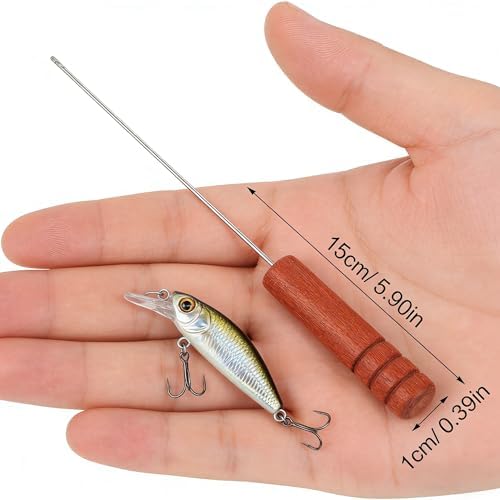 Worm Threader Fishing Bait Rigging Needles, 5.8'' Stainless Steel Small Rig Tool with Wooden Handle, Portable Carp Fishing for Freshwater & Saltwater Anglers - Image 3