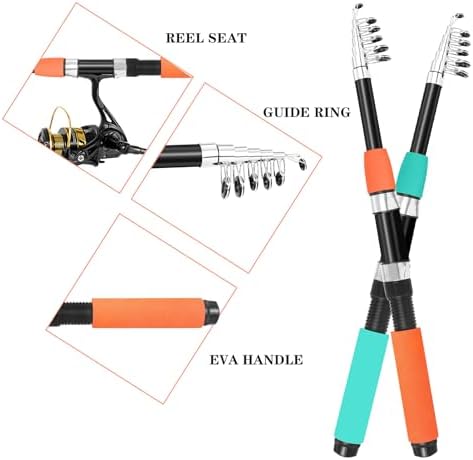 Telescopic Fishing Rod and Reel Combo Set, 2PCS Collapsible Fishing Poles, Fishing Kit with Spinning Reel, Travel Saltwater Freshwater Fishing Gear for Adults Beginners - Image 2