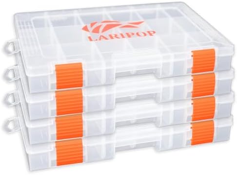 LARIPOP 4-Pack 3600 Fishing Tackle Boxes, Clear Plastic Storage Trays with Adjustable Dividers, Organizer for Lures, Hooks, Sinkers, Jigs & Fishing Accessories - Image 2
