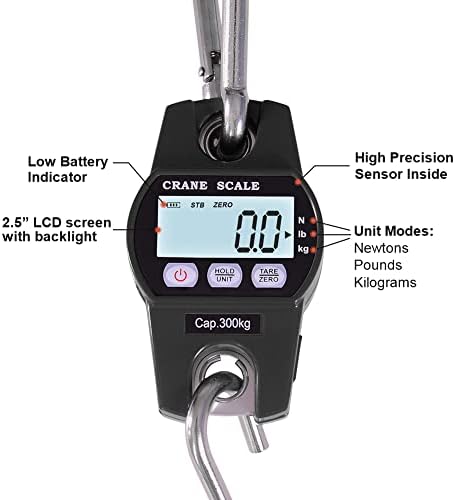 Fuzion Hanging Scale 660LB/300KG, Crane Scale with Snap-Fit Lifting Ring - Image 3
