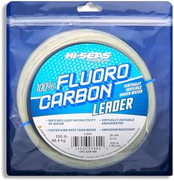 HI-SEAS 100% FLUOROCARBON Fishing LINE Leader - Clear Invisible Leader UNDETECTABLE to Fish, Fast Sinking 6LB-400LB by Hi-Seas