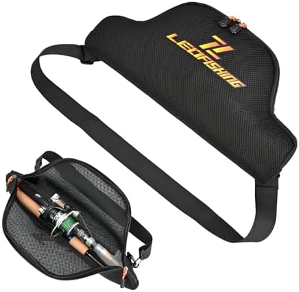 LEOFISHING Fishing Rod and Reel Combos Bag Portable Foldable Fishing Pole Case 45cm/17.7" for Short Telespoic Fishing Pole Store Up to 1-2 Fishing Rod with Reel Breathable Mesh Material by LEOFISHING