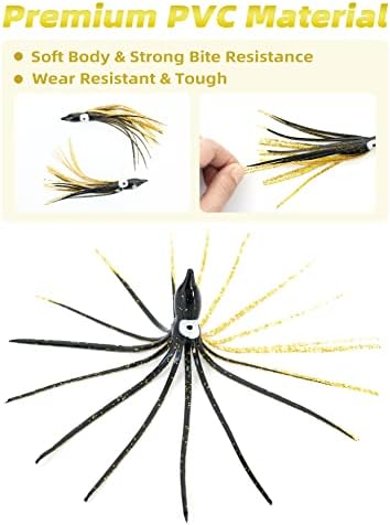 BLUEWING Trolling Squid Skirts Fishing Saltwater 2,3,5,8,12 Inch Octopus Lures 1pcs/5pcs - Image 3