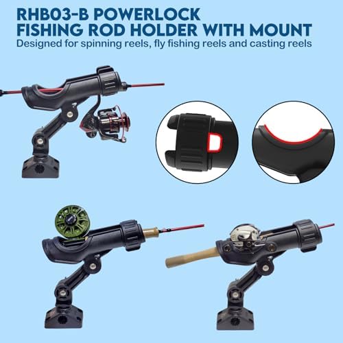 Fishing Rod Holder for Kayak & Boat with Side Deck Mount, 360 Degree Adjustable, Compatible with Spinning, Casting, Fly Reels - Image 4