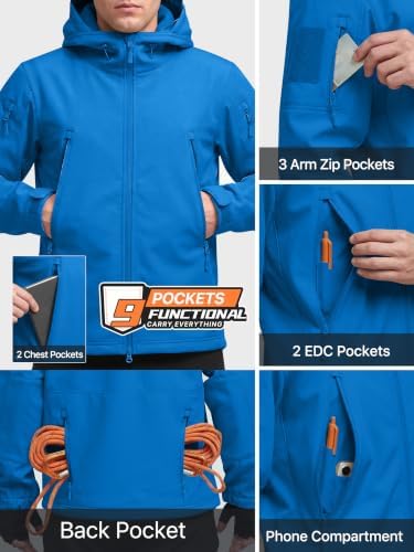 FREE SOLDIER Men's Hooded Waterproof Softshell Jacket - Image 5