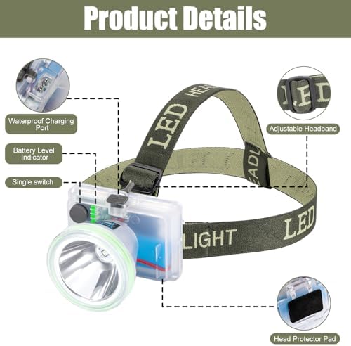 Rechargeable Diving Headlamp, 4 Modes, 20H Runtime, Lightweight Scuba Dive Light, 4000mA Battery with USB Charger Cable - Image 4