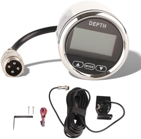 Digital Boat Depth Finder, 52mm/2in Marine Depth Gauge, Depth Sounder Dash Depth Finder Transducer with White Backlight for Yachts Boats Marine by EIMSOAH