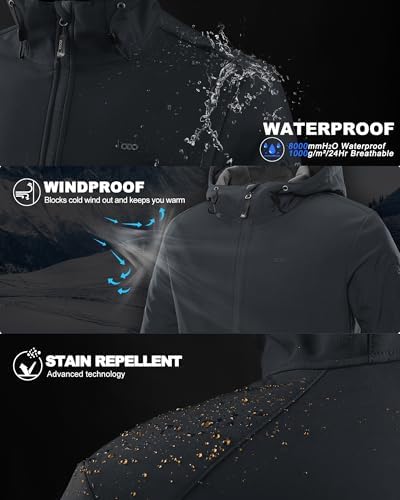 33,000ft Men's Hooded Fleece Lined Rain Shell Jacket Waterproof Lightweight - Image 3