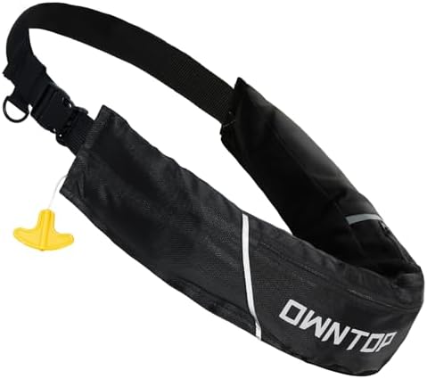 Owntop Automatic/Manual Inflatable Swim Belt Pack, Manual Convertible Swim Jacket for Adults, 24g CO2 Cylinder Included, Low Profile for Kayak, Fishing, Paddle Sports by Owntop