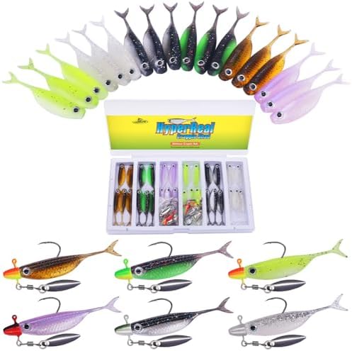 Crappie Baits Kit –40 & 135 Piece Soft Plastic Underspin Jig Heads, Shad Minnow Lures Set for Crappie Fishing Panfish Bluegill Perch Trout by LURELINK
