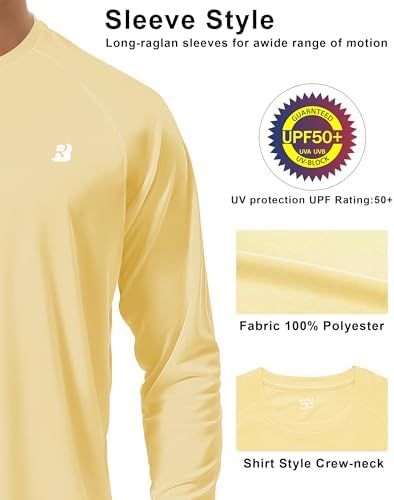 Roadbox Men's UPF 50+ UV Sun Protection Shirts, Long Sleeve Swim Rash Guard - Image 4