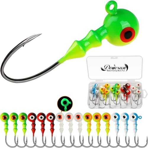 Dovesun Jig Heads for Fishing Walleye Jigs Glowing Fishing Jigs with 3D Eye by Dovesun