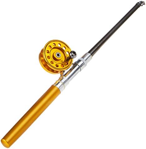 Saim Fishing Rod 36In(3Ft) Mini Portable Pocket Aluminum Alloy Fish Rod Pen - Great Gift for Father Husband Man Son by Saim