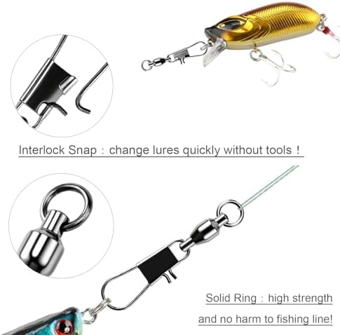 AMYSPORTS Steel Stainless Snap Swivels Saltwater Ball Bearing Fishing Swivel Lure Connector Barrel Swivels Fishing Tackle Black Nickel - Image 4