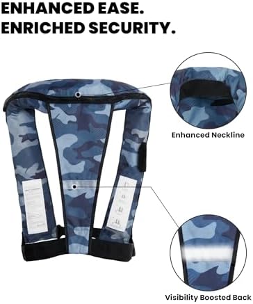 Owntop Automatic/Manual Inflatable Vest, Manual Convertible Option, Low Profile, Zipper Closure, Inflatable Fishing Jacket for Kayaking, Boating and Fishing, 24g CO2 Cylinder Included - Image 6