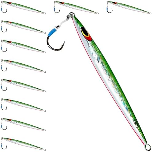 UMT 120g Offshore Saltwater Fishing Jigs for Tuna, Mahi-Mahi, Grouper, Redfish - Packs: 1, 5, 10. Green, Pink. Pro-Grade. by UncleMosTackle